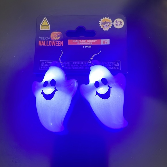 Blue Light Up Ghost Earrings - Picture 2 of 2